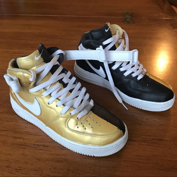 Custom Nike Air Force 1s High - GOLD AND BLACK - Picture 5 of 5